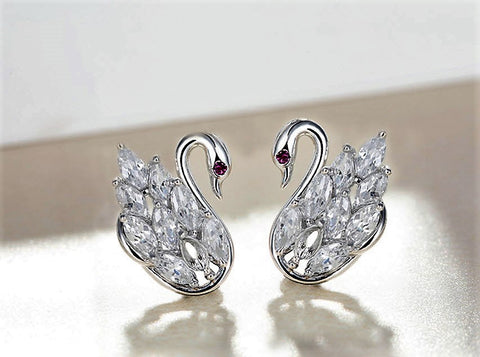 925 Sterling Silver Swan Lover Earring